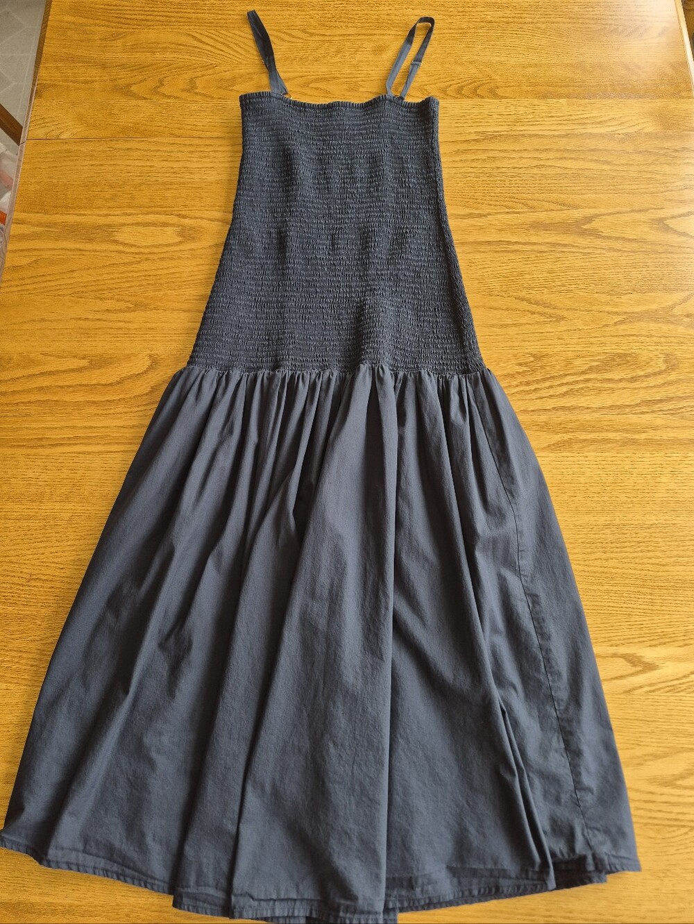 Laude The Label Midi Dress Fitted Smocked Black M Organic Cotton - Picture 5 of 15